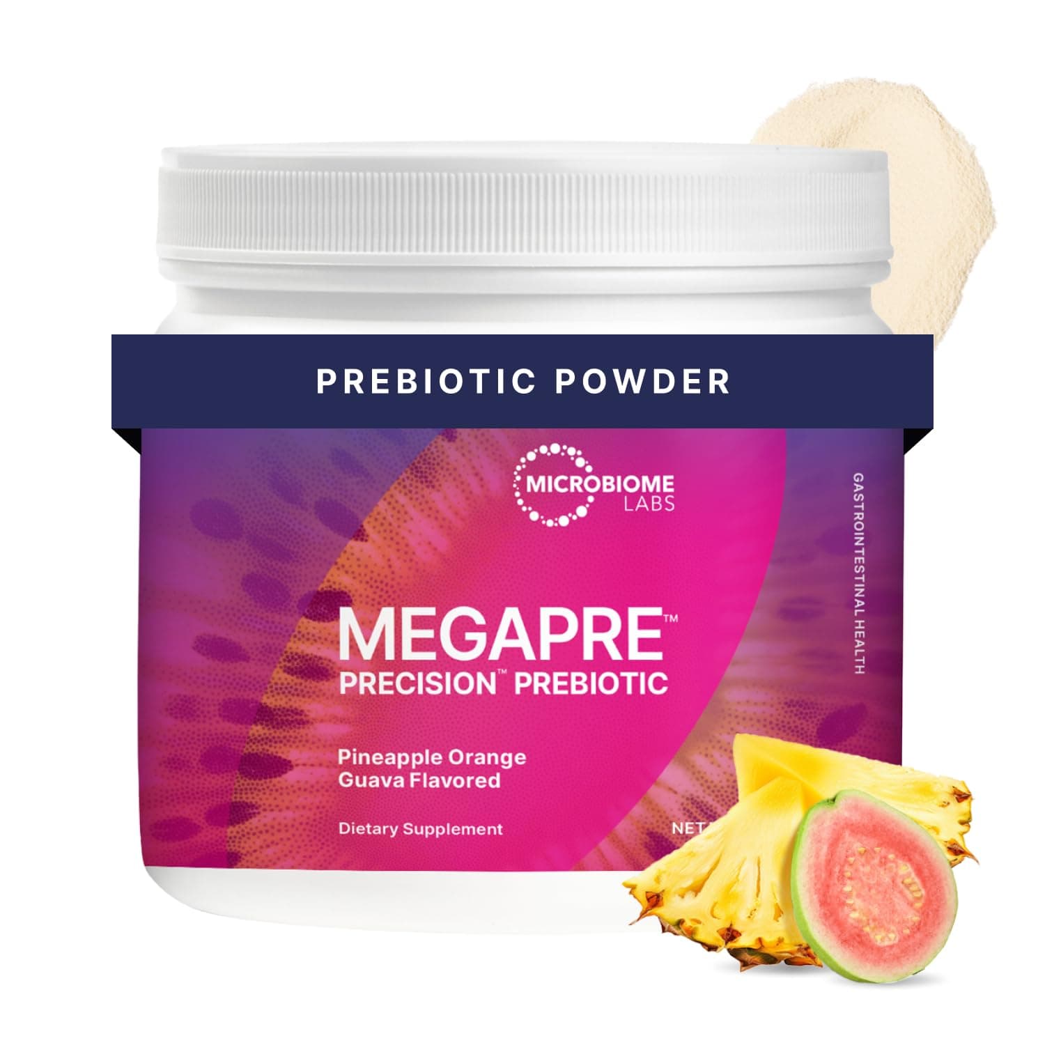 MegaPre Prebiotic Fiber Powder for Women, Men & Kids - Pineapple Orange Guava Prebiotic Fiber Supplement Powder with Clinically Tested Oligosaccharides for Microbial Support (5.1 Oz)