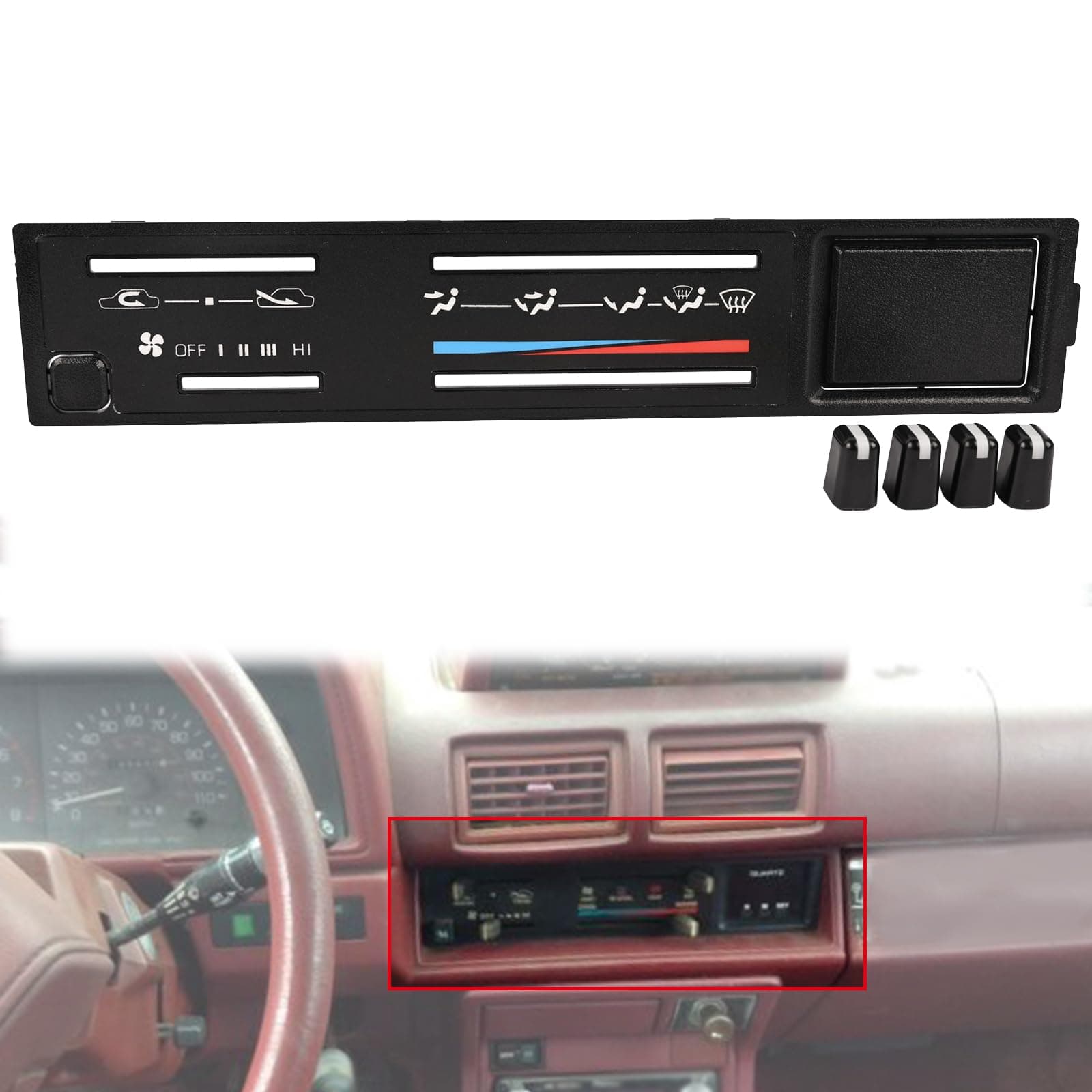 Air Conditioning Dash Heater Climate Control Faceplate A/C Panel with 4 Knobs 55519-89143 Compatible with Toyota 4Runner│Pickup 1984 1985 1986 1987 1988 1989