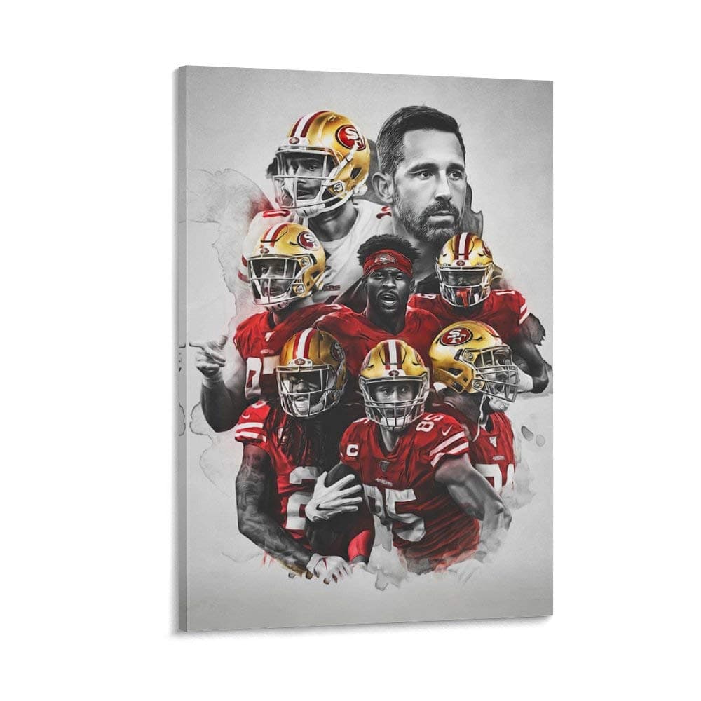 Kyle Shanahan, Deebo Samuel, Joe Staley, George Kittle Poster Picture Canvas Wall Art Decor Paintings for Living Room Home Decoration 12x18inch(30x45cm) Frame-style1