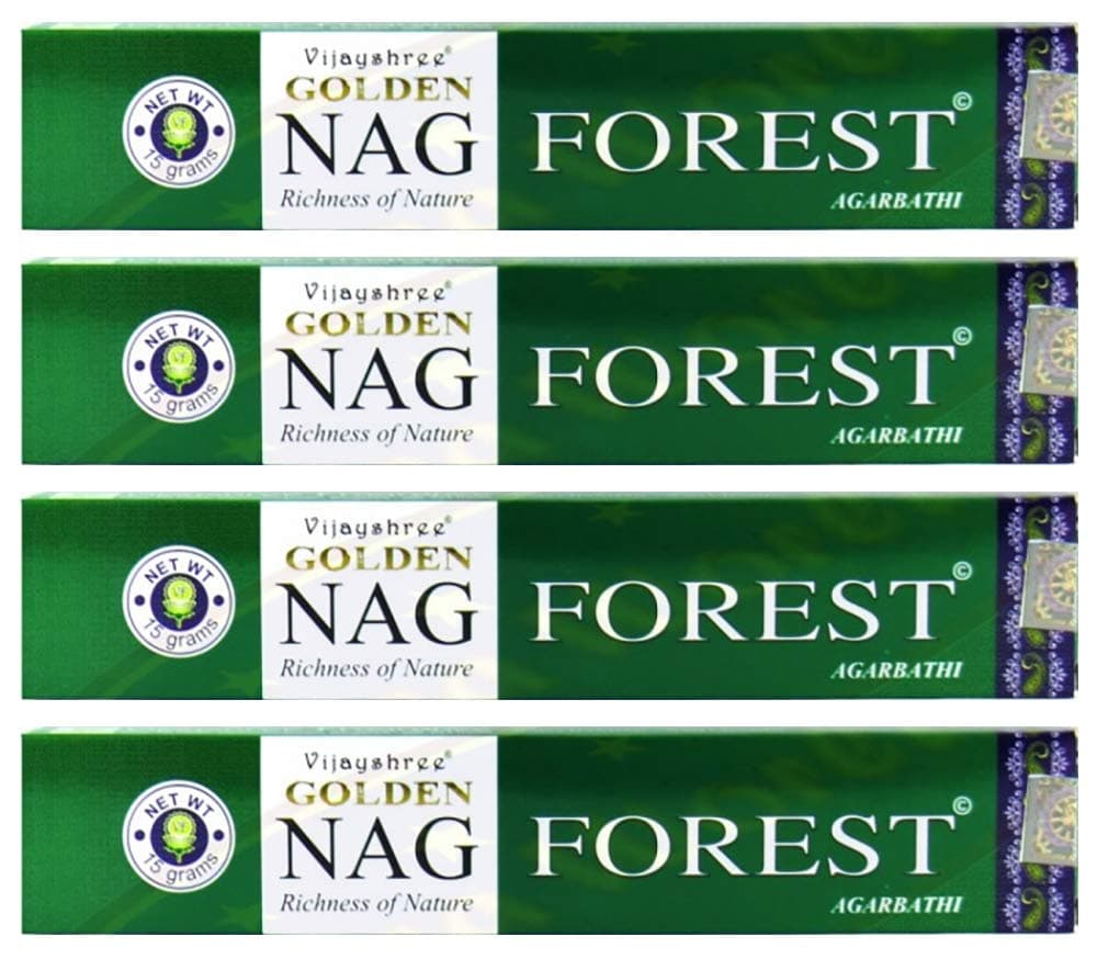 Golden Nag Forest Incense - 4 Packs, 15 Grams per Pack