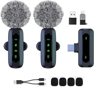 Mini Wireless Lavalier Microphone for Android and iPhone, iOS Devices - Noise Reduction Lapel Mic for Recording, Clip on Mic, for Video Recording, Tiktok, Youtube, Vlog Podcast Content Creator