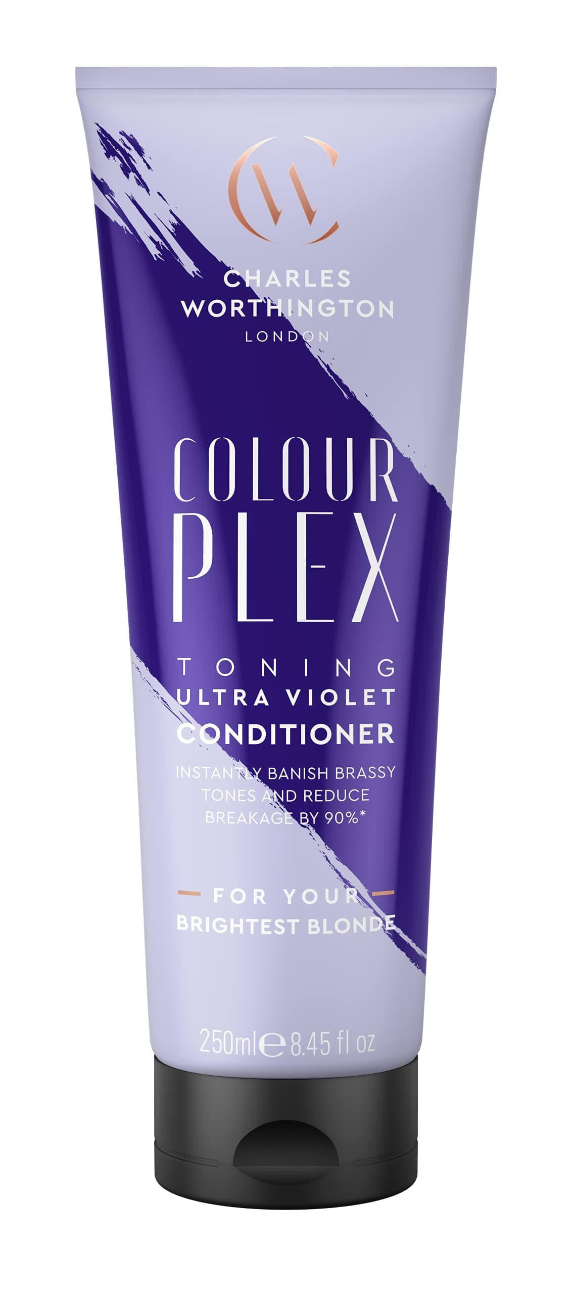 Charles Worthington ColourPlex Toning Ultra Violet Conditioner, Blonde Conditioner to Tone and Brighten, Purple Conditioner for Blonde Hair, Blonde Toner for Women and Men, Salon Conditioner, 250 ml
