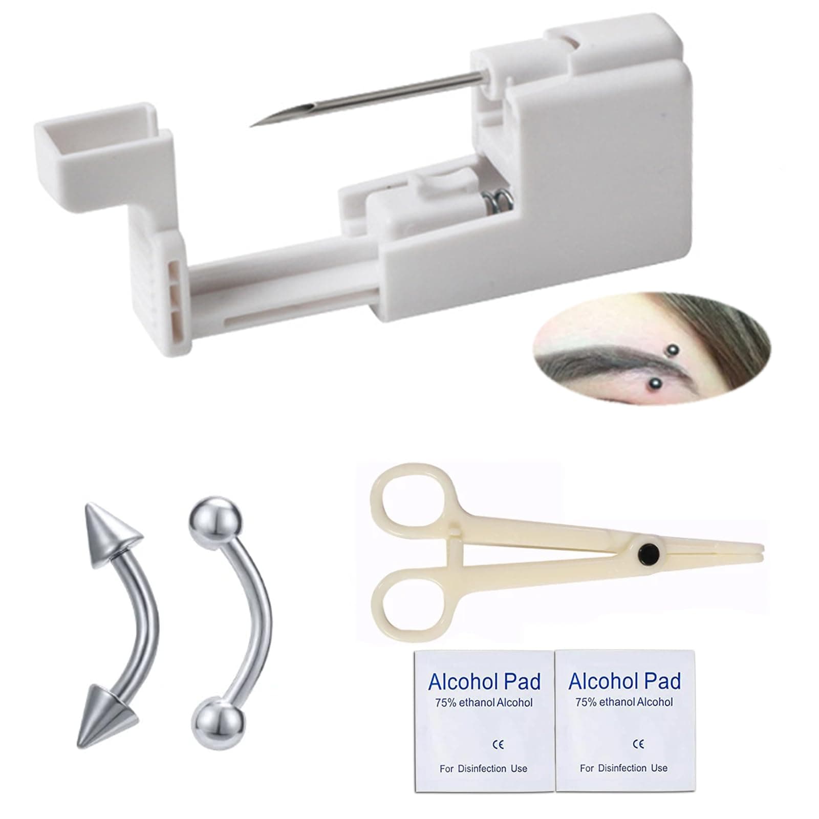 Eyebrow Piercing Kit,Professional Body Piercing Gun,Eyebrow Ring,Surgical Steel Piercing Jewelry for Men Women (Eyebrow Piercing Kit)