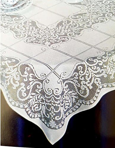 New Ecru / Cream Color Lace Tablecloth. Style - Malaga - 40" x 40" Square (Ecru/Beige)