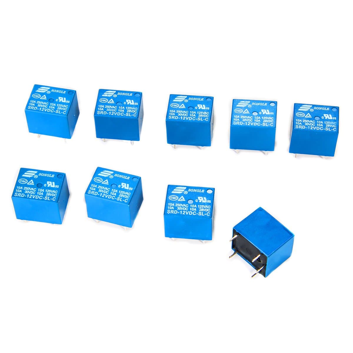 SONGLE 10pcs 12V Mini Electromagnetic Power Relay SPDT 10A PCB Mount 5-Pins Household Appliances Control BI084