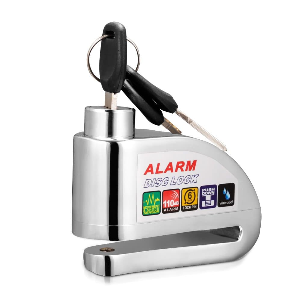 Oanon Disc Brake Lock, Anti-Theft Motorcycle, 110dB Alarm Sound and 6mm Pin with 1.5m Reminder Cable for Motorcycles (Disc Brake Lock,S)