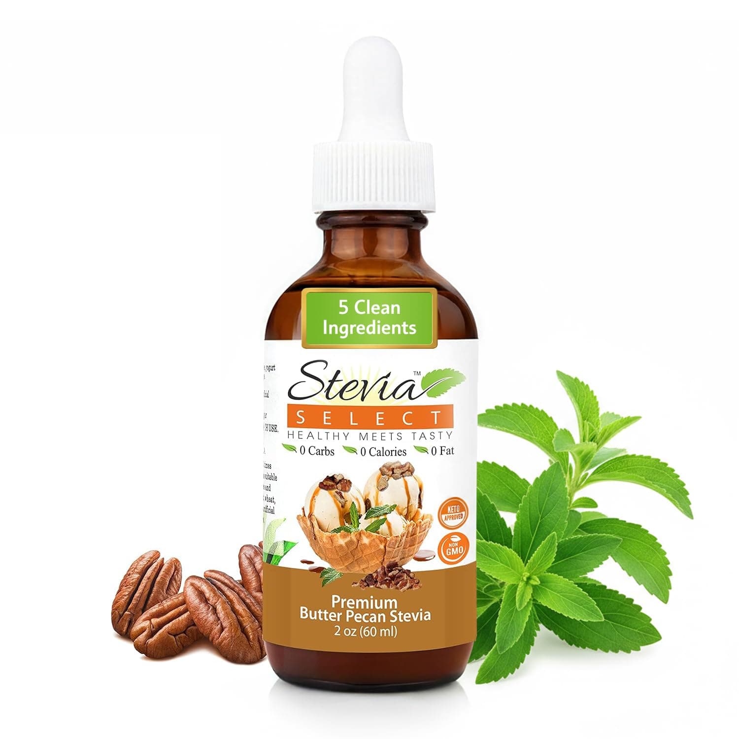 Drops--Liquid Butter Pecan- Keto Flavor Drops-Natural Sweetener Extracted From the Sweet Leaf-No Artificial Sweeteners-2 Oz. Flavor - Best Liquid Guarantee