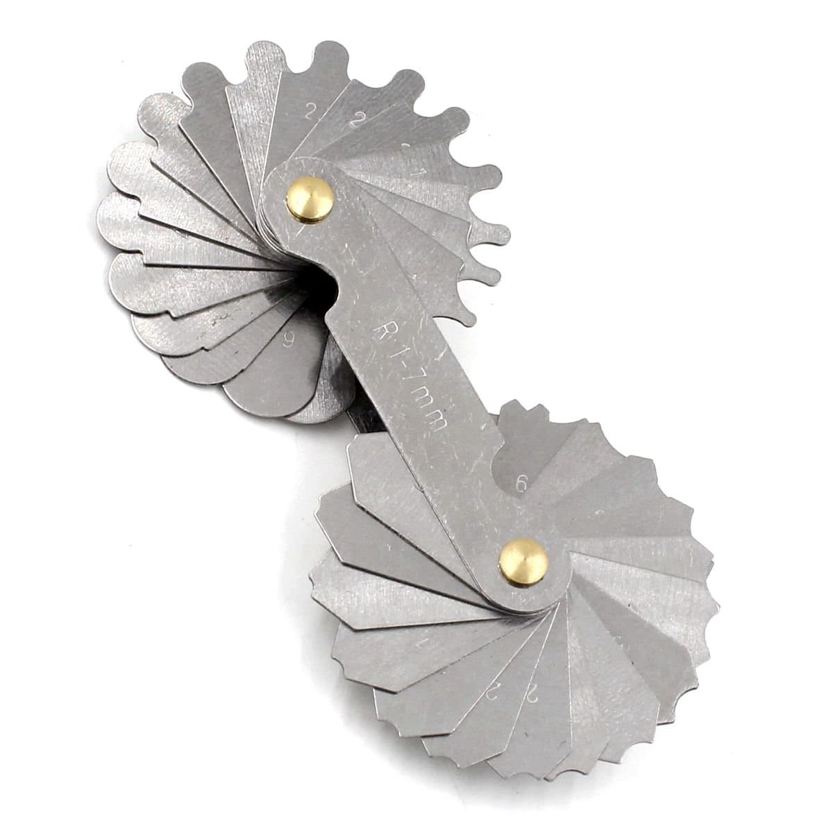 Radius Gauge Fillet Gage Concave & Convex Detection Stainless Steel Range1-7mm 34 Pieces