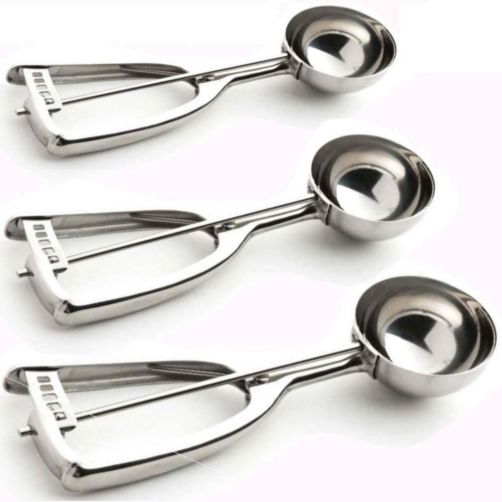 SuperEze Ice Cream & Cookie Dough Scoop made from Stainless Steel (3 Piece Scoop Set)