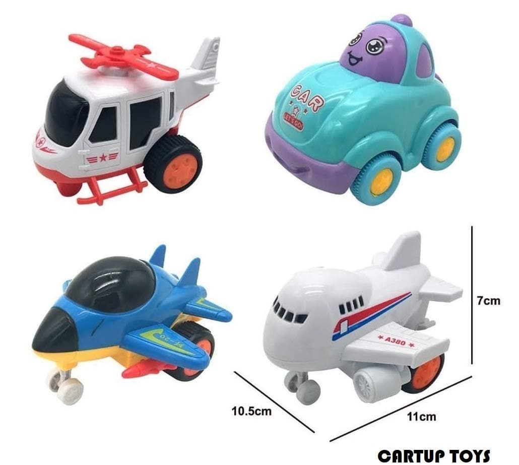 Cartup Unbreakable Toy Set for Kids, Fighter Plane, Helicopter, Aeroplane, Car Toys (Baby 01)