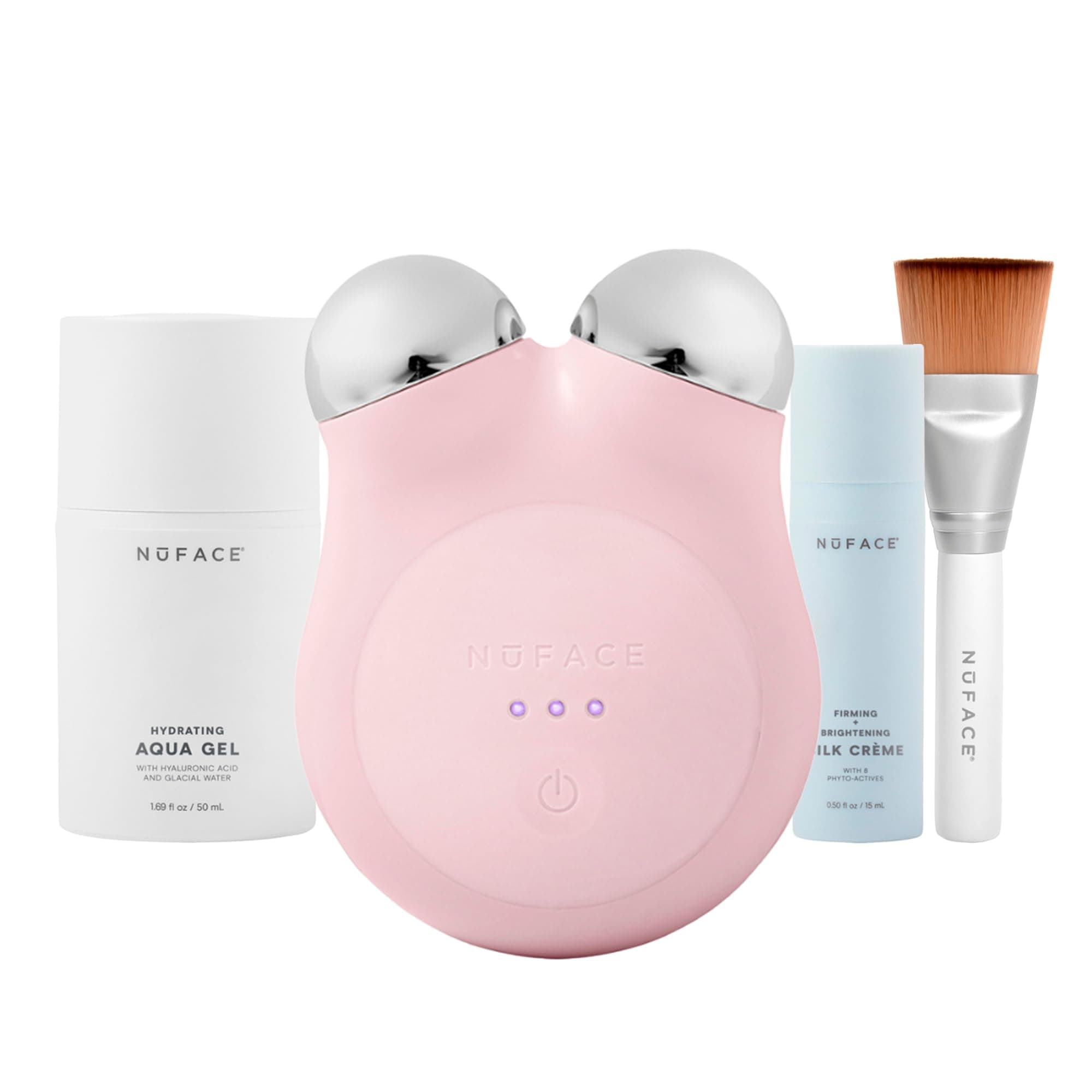 Mini+ Sandy Rose Starter Kit - Lift, Contour & Tone your skin - Portable Petite Facial Toning Device - Includes Silk Crème & Aqua Gel