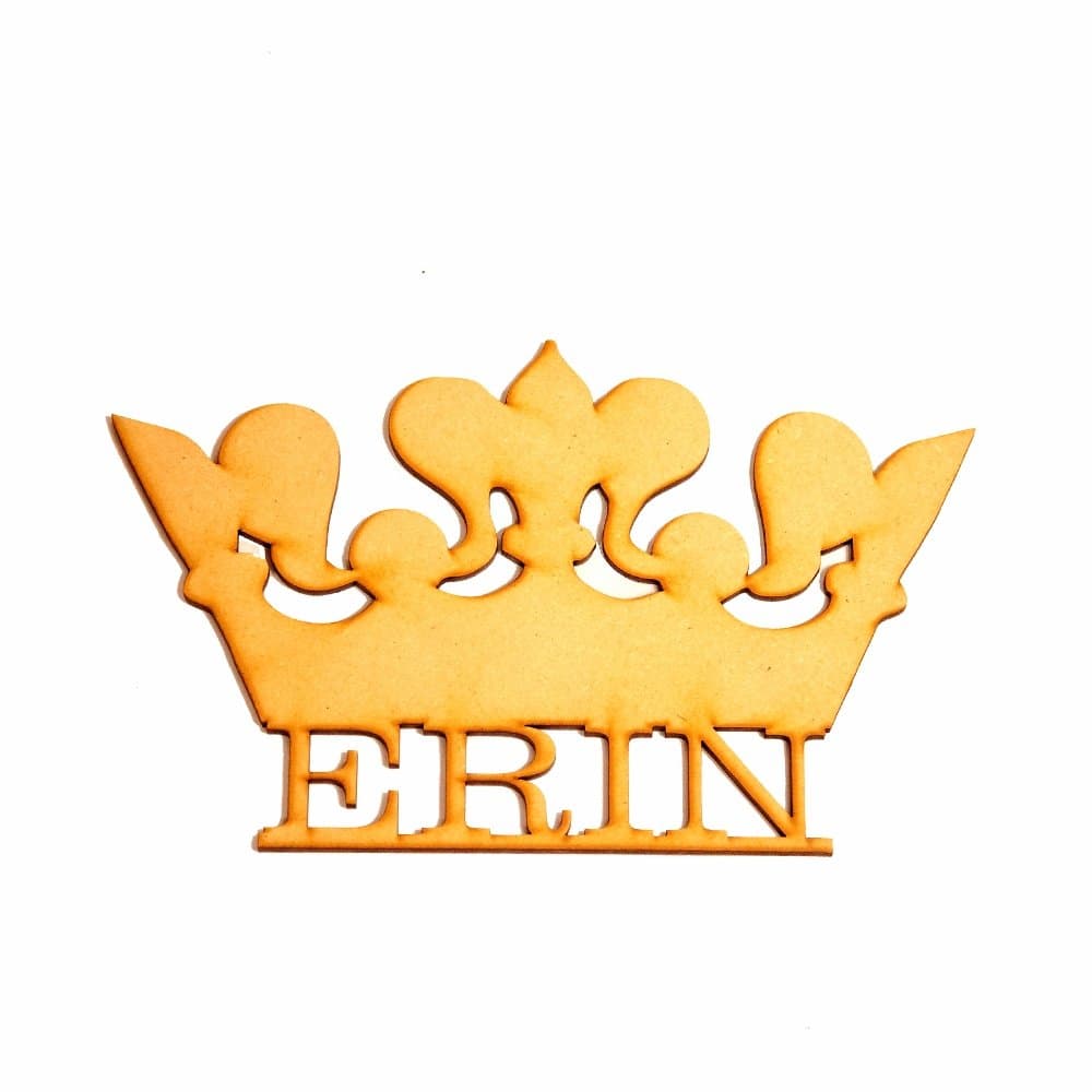 SHAPES OUTLET Custom Laser Cut Wooden Signs and Wooden Letters - Tiara Princess Crown Monogram - Wooden Wall Decor Piece, 10"