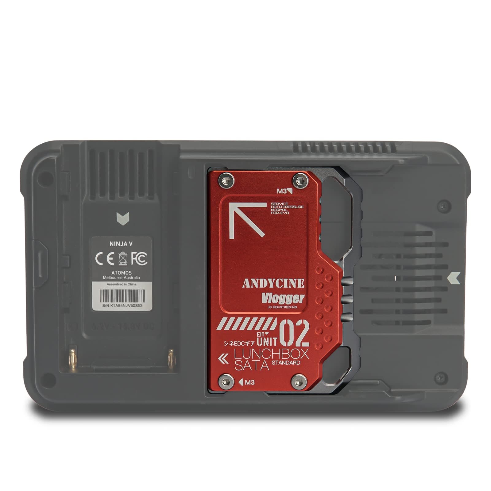 ANDYCINE Lunchbox II Red DIY Metal Case for DIY SSD for Atomos Ninja V,V+, Ninja Flame, Ninja Inferno, and Shogun Inferno