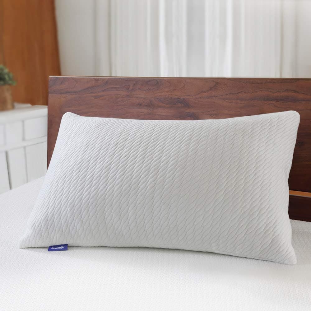 Shredded Memory Foam Bed Pillows for Sleeping - Bamboo Cooling Sleep Pillow for Back and Side Sleeper - Queen Size (Queen - 2 Pack)