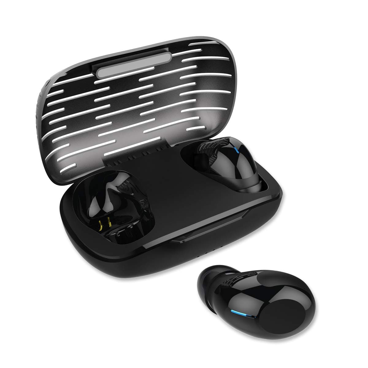 MEES F2 Black True Wireless Earbuds Sports, Bluetooth 5.0 Headphones Waterproof IPX7, Richer Bass HiFi 3D Stereo in-Ear Earphones w/Mic, 3-4 Hours Playback Time, Noise Cancelling Headsets