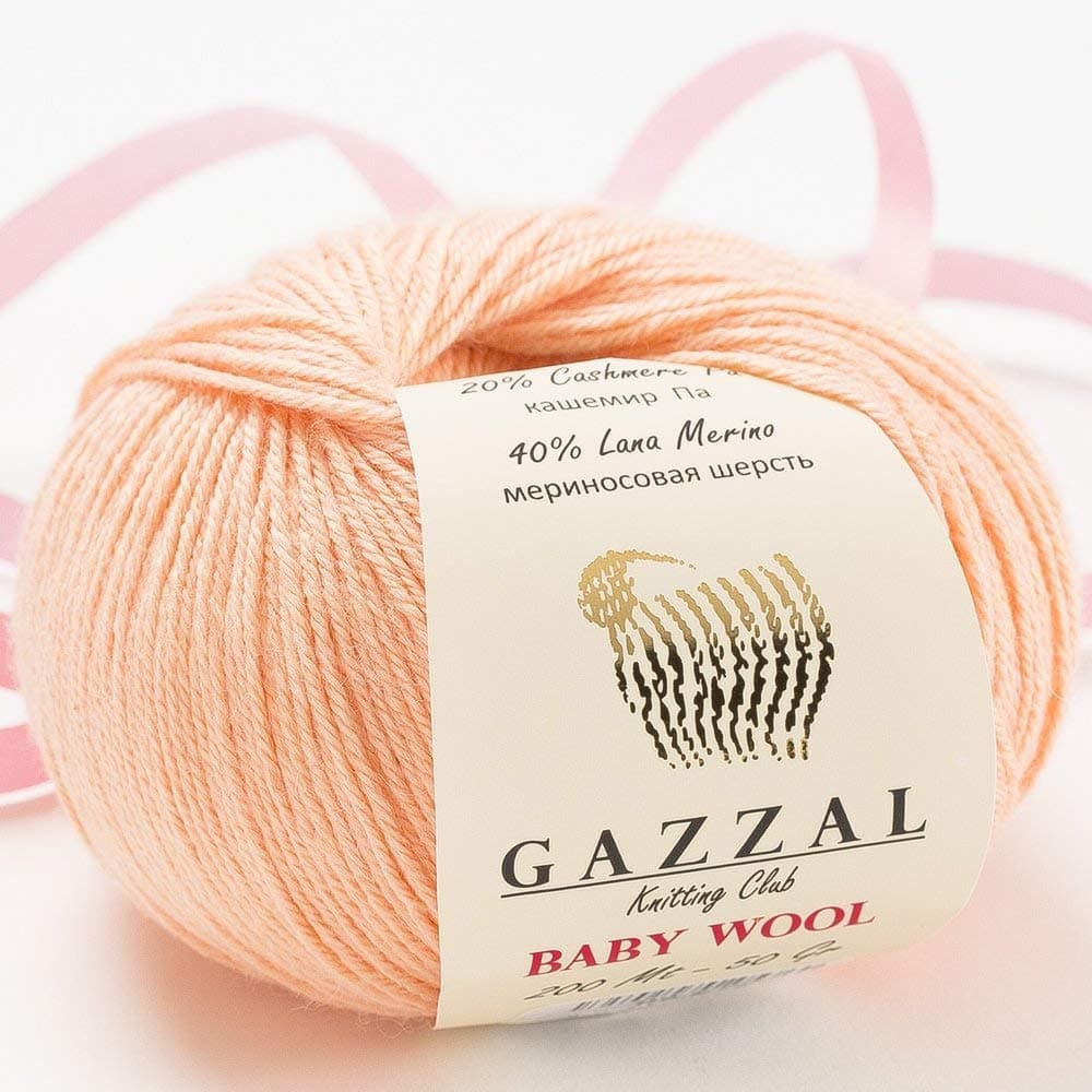 5 Pack - Total 8.8 Oz Gazzal Baby Wool 1.76 Oz (50g) / 191 Yards (175m) Fine Baby Yarn, 40% Lana Merino, 20% Cashmere Type Polyamide, Pink - 834