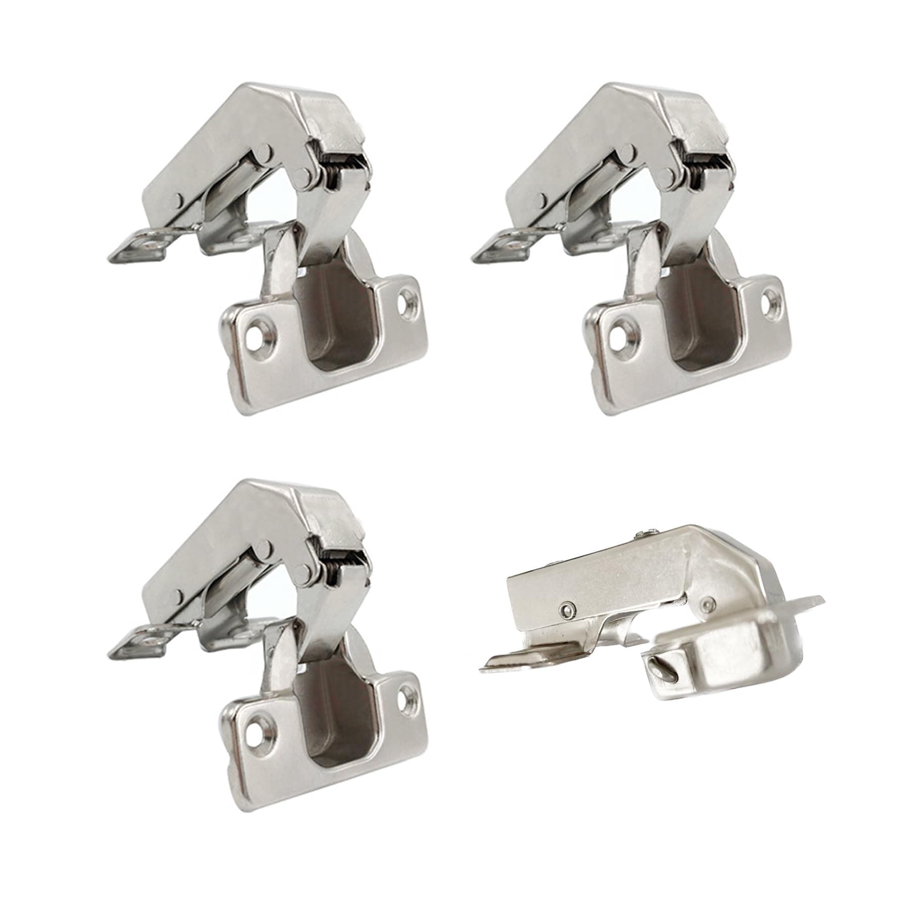 LIKERAINY 95Deg Short-arm Inset Blind Corner Hinge 35mm with Hydraulic Damper for Cabinet Door Soft Closing Stollen Hinges for Cupboard Wardrobe Doors Pack of 4