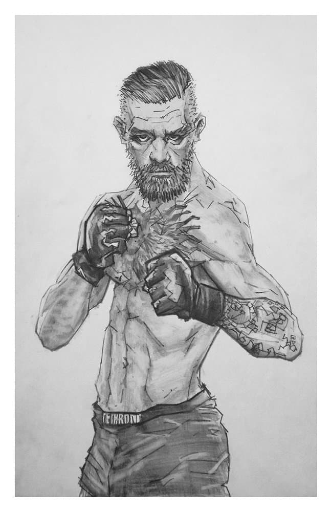 Conor McGregor pencil drawing from a few tattoos back