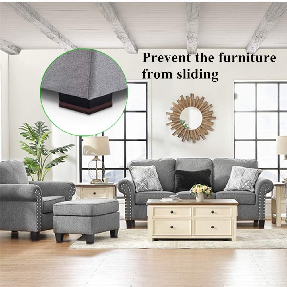 Anti Slip Furniture Rubber Pads 4pcs 3" Square Non Slip Furniture Pads Hardwood Sofa Bed Stopper Self Adhesive Non Skid 7mm Thick Furniture Protector for Hardwood Floor