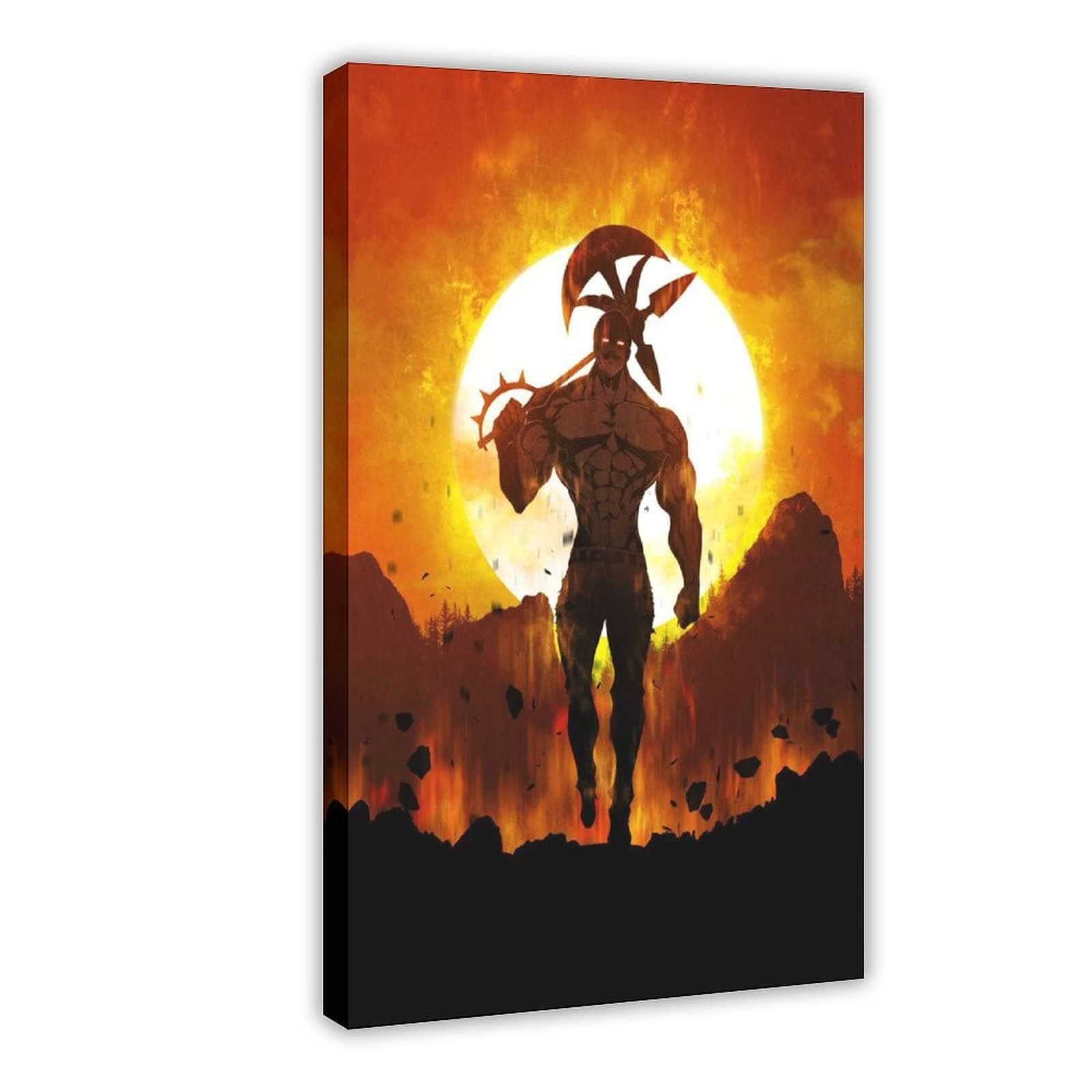 The Seven Deadly Sins Escanor Anime Poster Canvas Poster Wall Art Decor Print Picture Paintings for Living Room Bedroom Decoration Frame: 12x18inch(30x45cm)