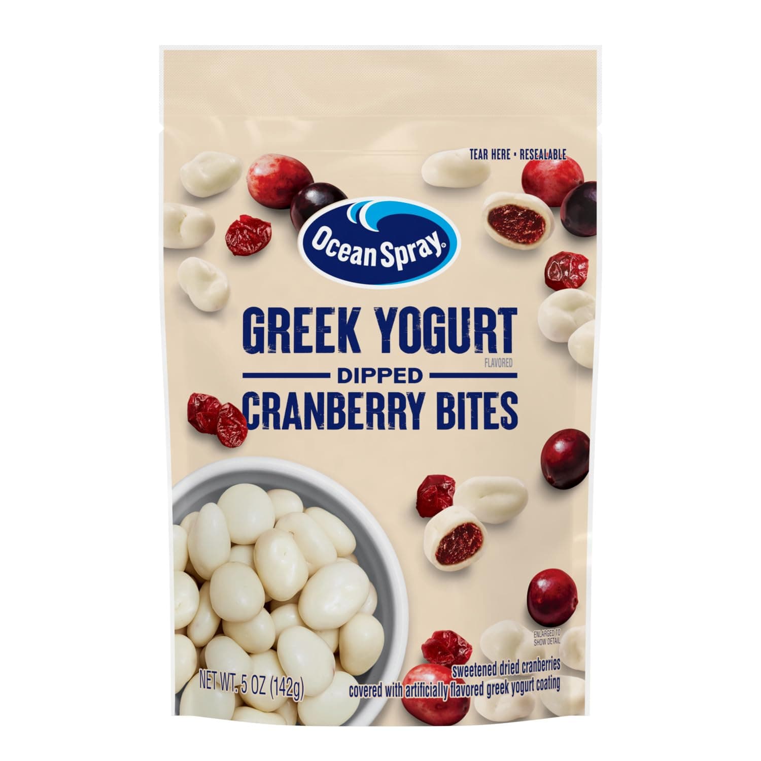 Ocean Spray Greek Yogurt Covered Craisins, Greek Yogurt Flavored, Covered Cranberries, Dried Fruit, 5 Oz Pouch (Pack of 12)