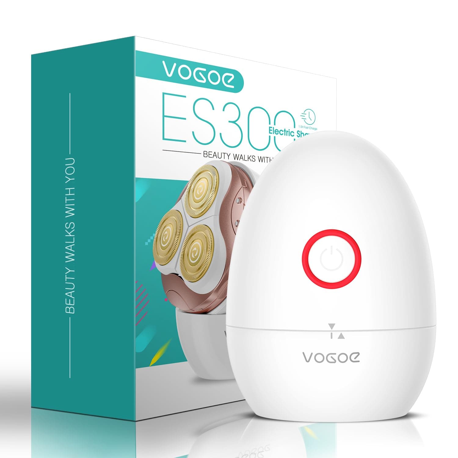 Electric Shaver for Women, Wet and Dry Rotary Razor, Hair Remover for Leg Face Lips Bikini line, Rechargeable Waterproof and Cordless Trimmer Egg Shape ES300 (Gold)