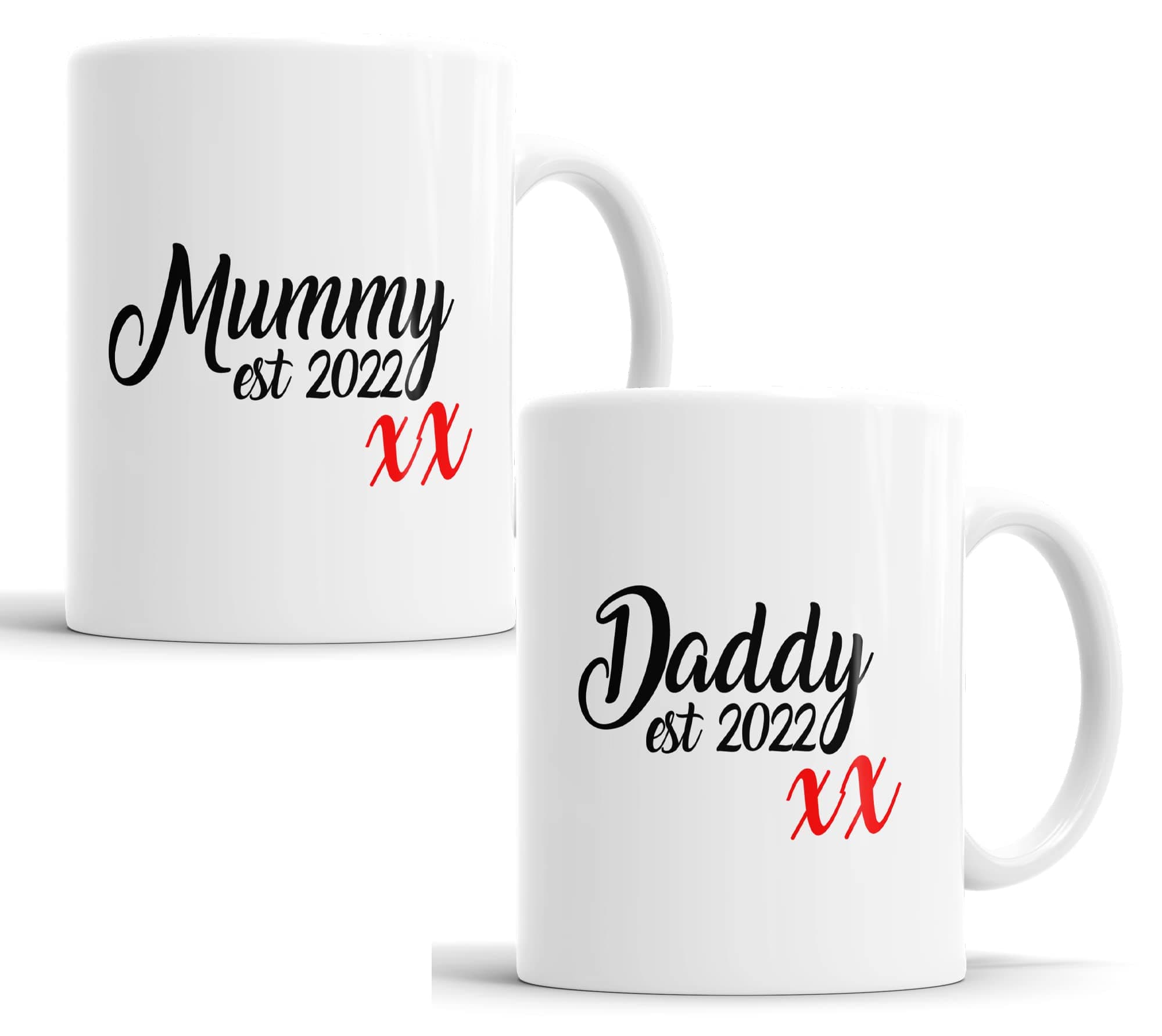 Faithful Prints Mum and Dad 2025 Mugs - Set of Two Cups for Parents With Mummy Daddy est 2025 - Perfect Standout for Any Mother and Father