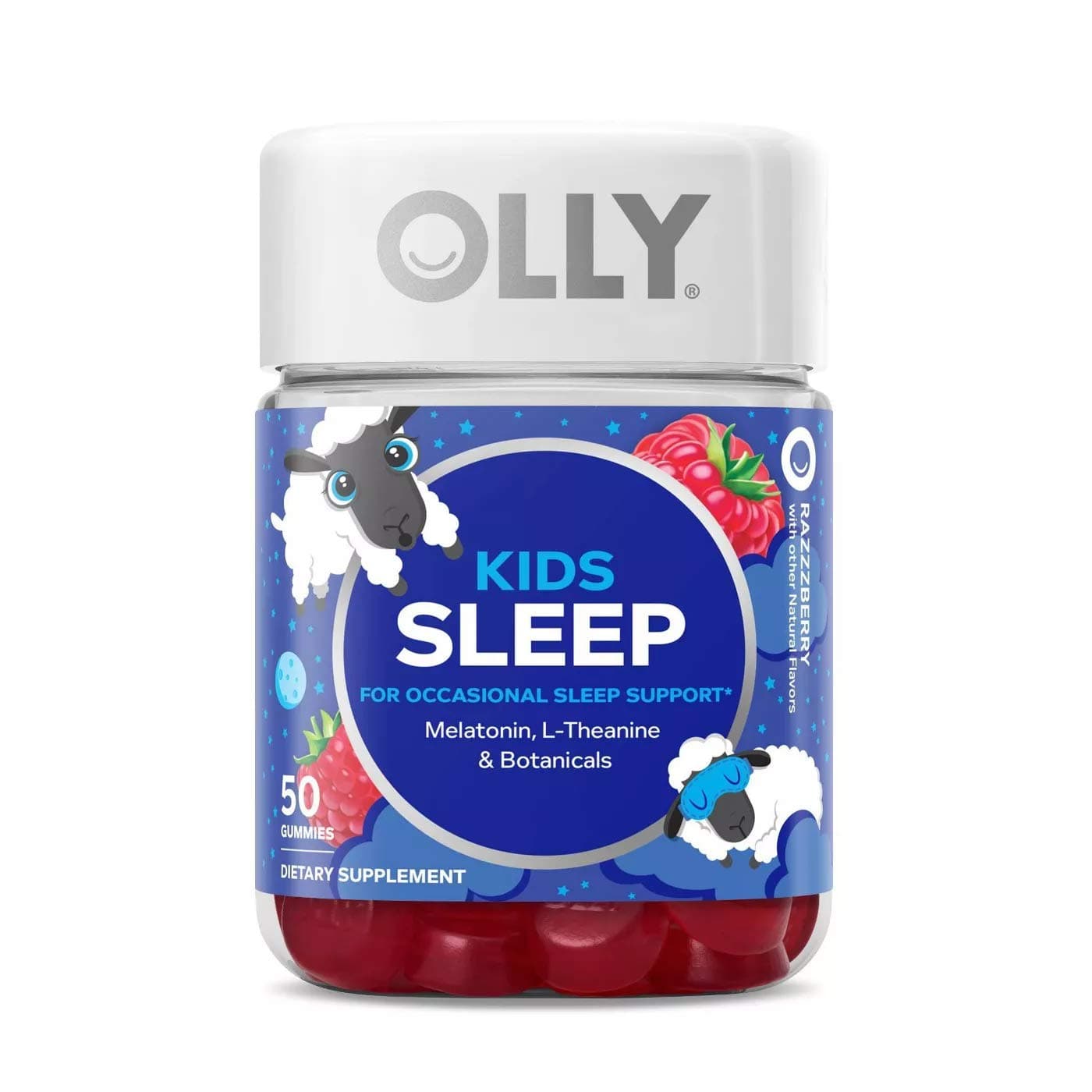 Olly Kids Sleep Vitamins Gummy! 50 Gummies Raspberry Flavor! Formulated with Melatonin, L-Theanine and Botanicals! Sleep Support for Kids! Choose from Pack 1, Pack 2 Or Pack 3! (1 Pack)