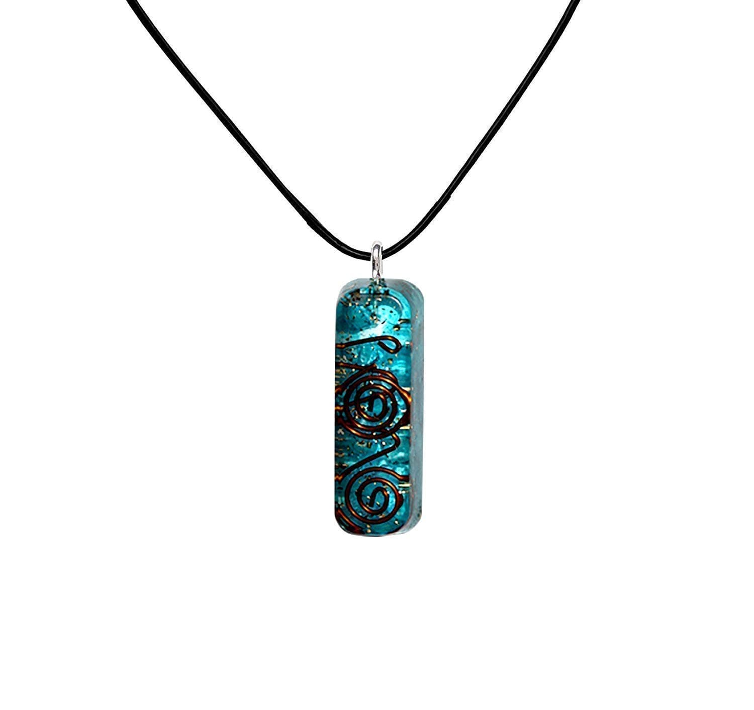 Orgone Pendant – Emf Protection Orgone Energy Generator Natural Healing Crystal 7 Chakra Stone Aquamarine Orgonite Pendant Necklace for - Chakra Balance Anxiety Relief Meditation- Yoga Necklaces