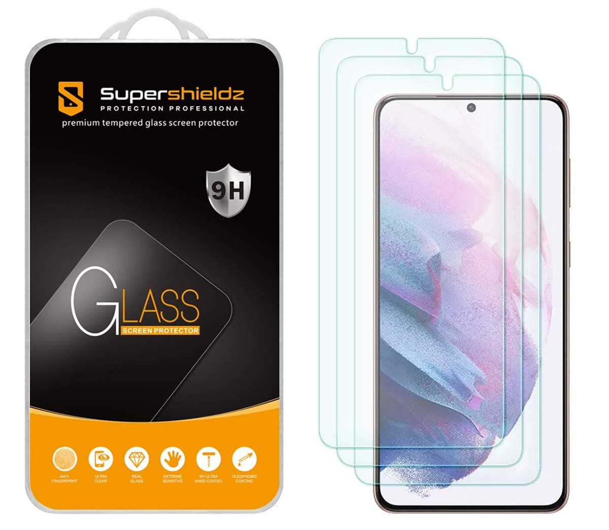 Supershieldz (3 Pack) Designed for Samsung Galaxy (S21 Plus 5G) Tempered Glass Screen Protector, Anti Scratch, Bubble Free