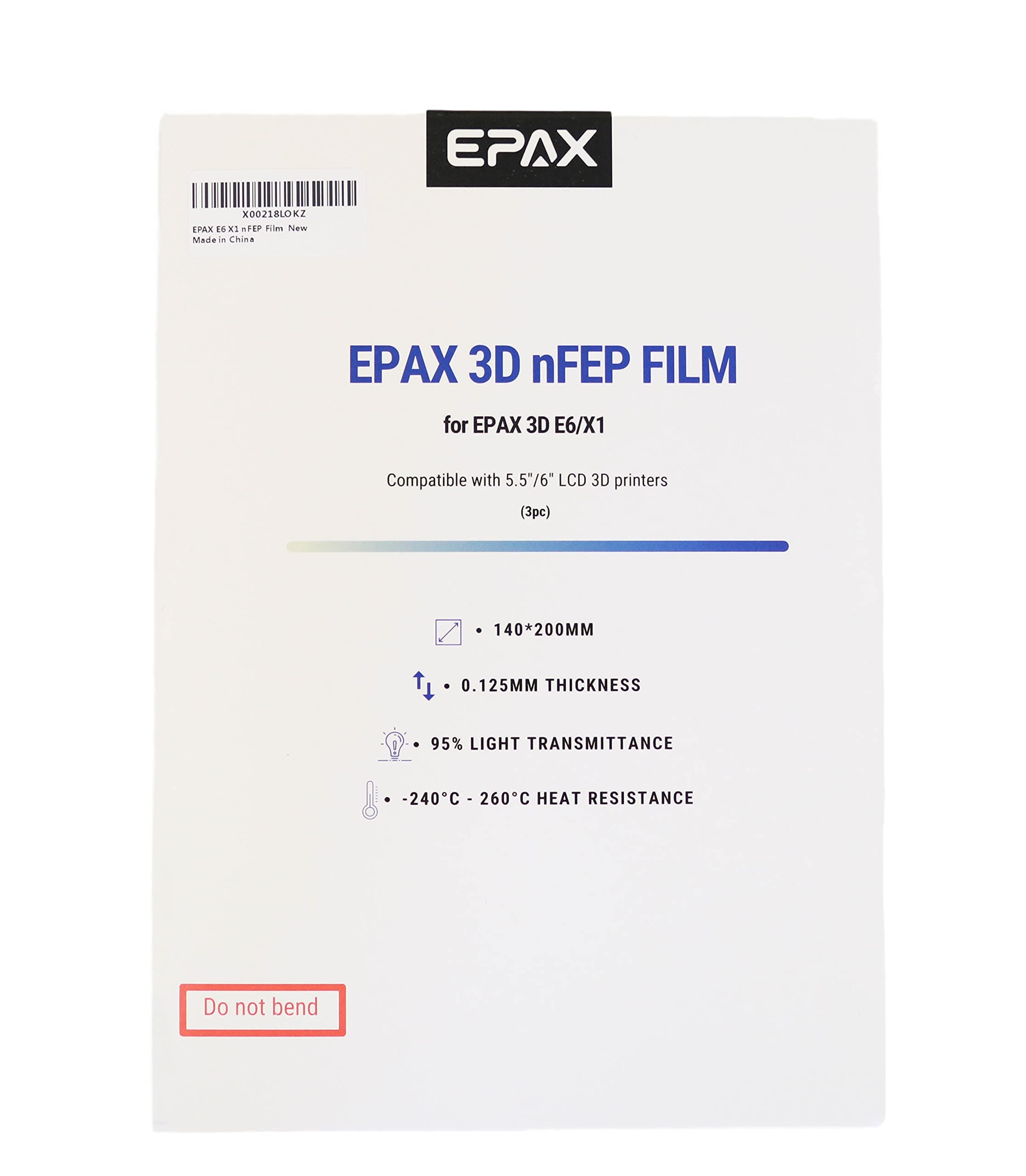 nFEP Film Sheet 200 x 140mm Thickness 0.125mm for E6/X1 and Other 5.5/6 inch UV Resin 3D Printers, Pack of 3 Films