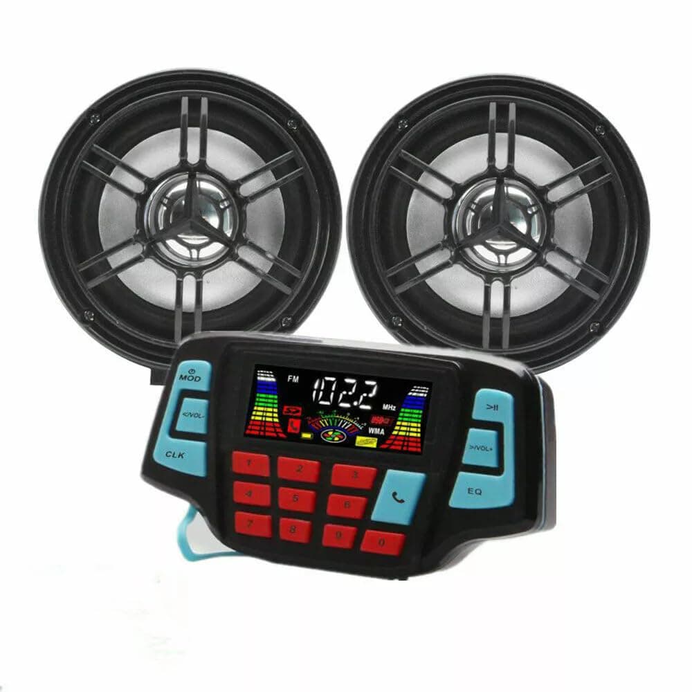 Beyondcity ATV Bluetooth Amplifier Sound System Hand-Free Speakers FM USB Audio System Stereo 3 Inch Speakers 12V Motorcycle Waterproof Audio for iPhone/iPod/MP3 (Black Speaker)