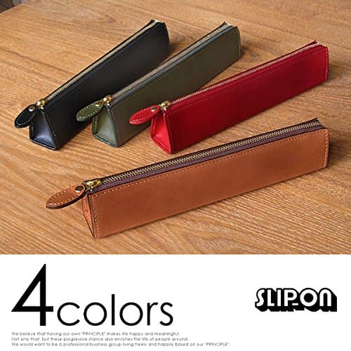 [SLIP-ON] Rio zippered pen-case pen-holder Long IOL-3602 Red