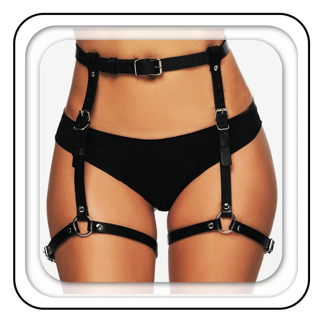 Punk Leather Thigh Body Harness Chain Leg Garter Belts Belly Chain Waist Rave Party Nightclub Body Accessories for Women (b179)