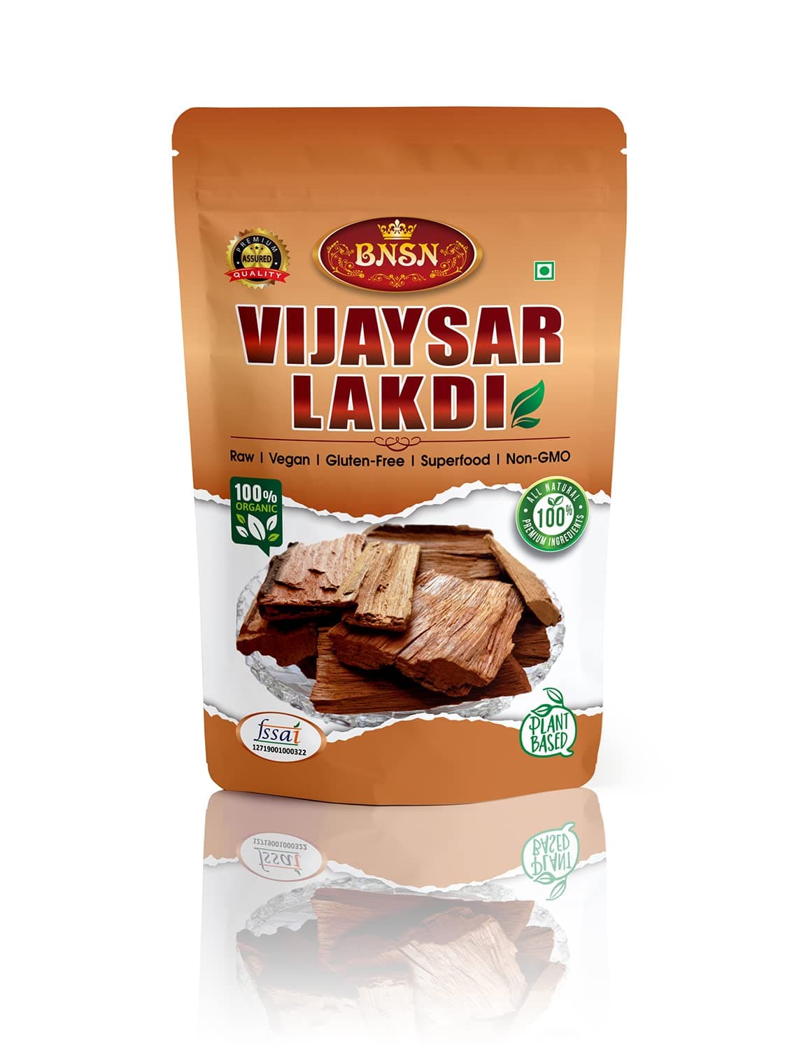 BNSN Raw Vijaysar Lakdi - 400gm | 100% Fresh & Natural Vijaysar Bark| vijaysaar ki lakdi Indian Kino |Pterocarpus Marsupium Bark |Vijaysar Chaal