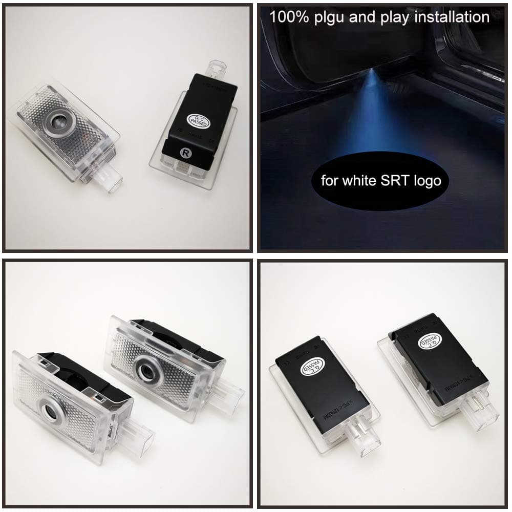 2pcs car Door LED Projector Logo Door Lights for Dodge Charger SRT 2006-2019 White LED,no Fading Color Glass Slides,Plug and Play Installation