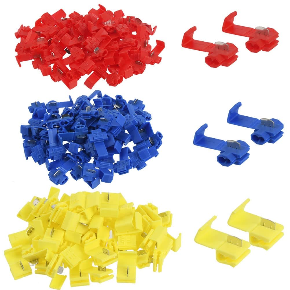 TIMESETL 180Pcs Quick Splice Wire Connectors, Solderless Snap Wire Splice Terminal Joint 22-10 AWG