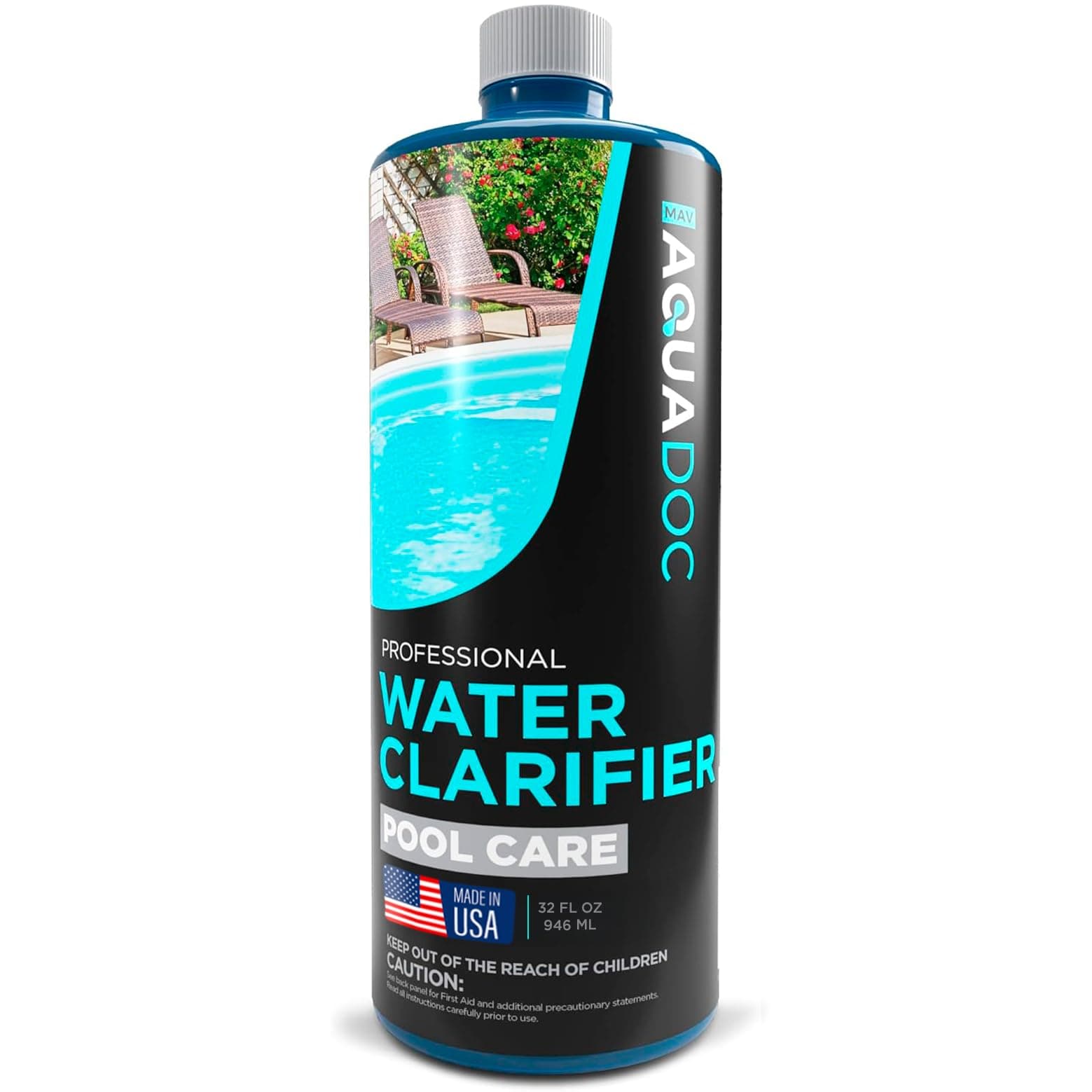 Pool Clarifier Liquid for Fast Acting Cloudy Water Treatment, Swimming Pool Water Clarifier Pool Owners Love, Use Our Clarifier to Keep Your Pool Clear | AquaDoc 32oz