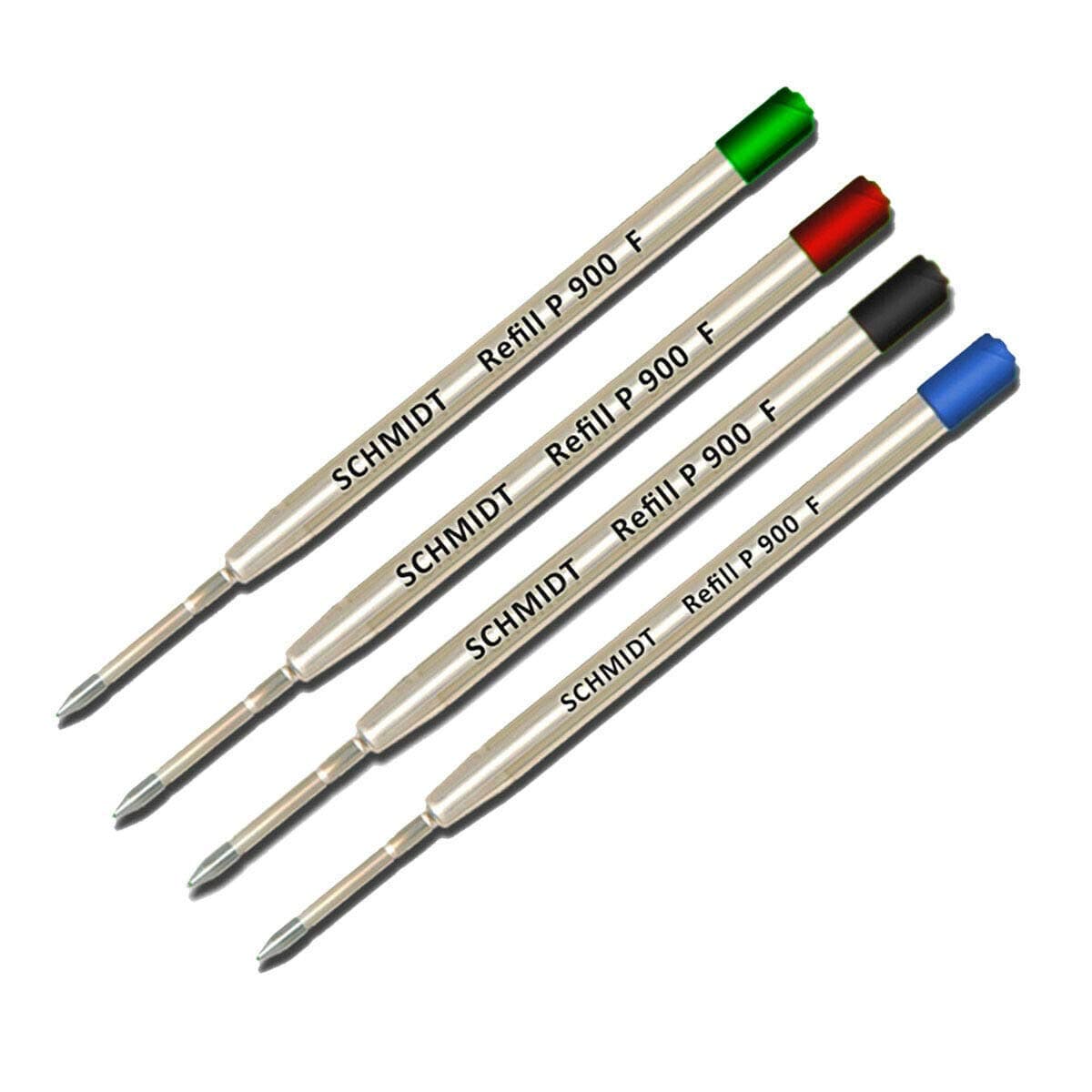 Lanier Pens Combo Pack - 4 Pack - Schmidt P900 F Parker Style Ballpoint Refill Green/Red/Black/Blue Ink Fine Tip