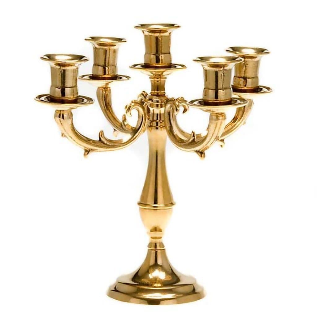 Holyart Candlestick with 5 Flames in Gold-Plated Brass