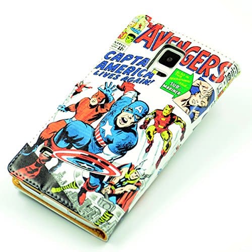 Unique! Marvel Comics Captain America The Avengers Pattern Slim Wallet Card Flip Stand Leather Pouch Case Cover For Samsung Galaxy S5