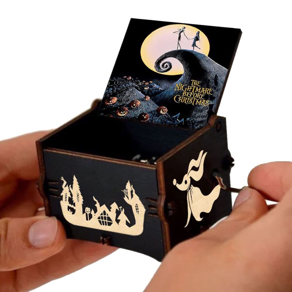 Udaney Nightmare Before Engraved Musical Box Personalizable Gifts for Christmas/Birthday/Valentine's Day