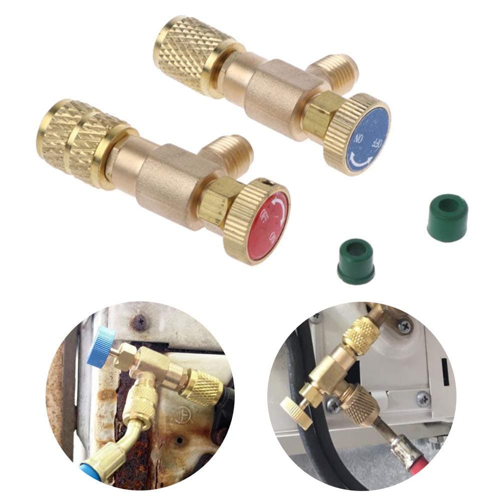 2Pcs Refrigerant Filler Safety Valve Quick Coupler Air Conditioning R410A R22 Connector Adapters
