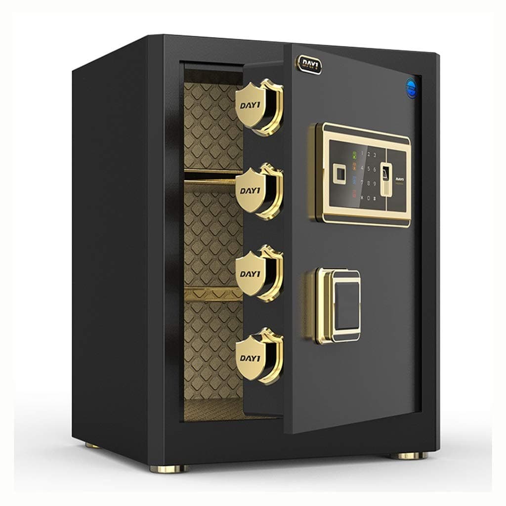 Safes Mini safe smart home safe office fingerprint box auto alarm all-steel fingerprint box anti-mite and anti-drill Wall Safes (Color : Black, Size : 45 * 31 * 41cm)