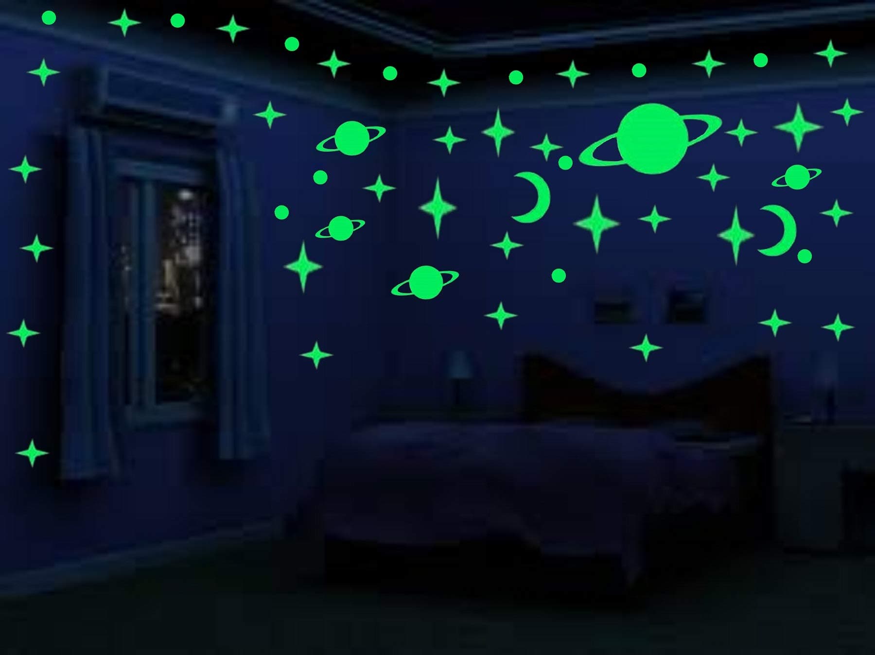 DreamKraft Vinyl Cartoon Characters Glow in The Dark Stickers 9.84 x 9.84 x 0.39 inches, Green