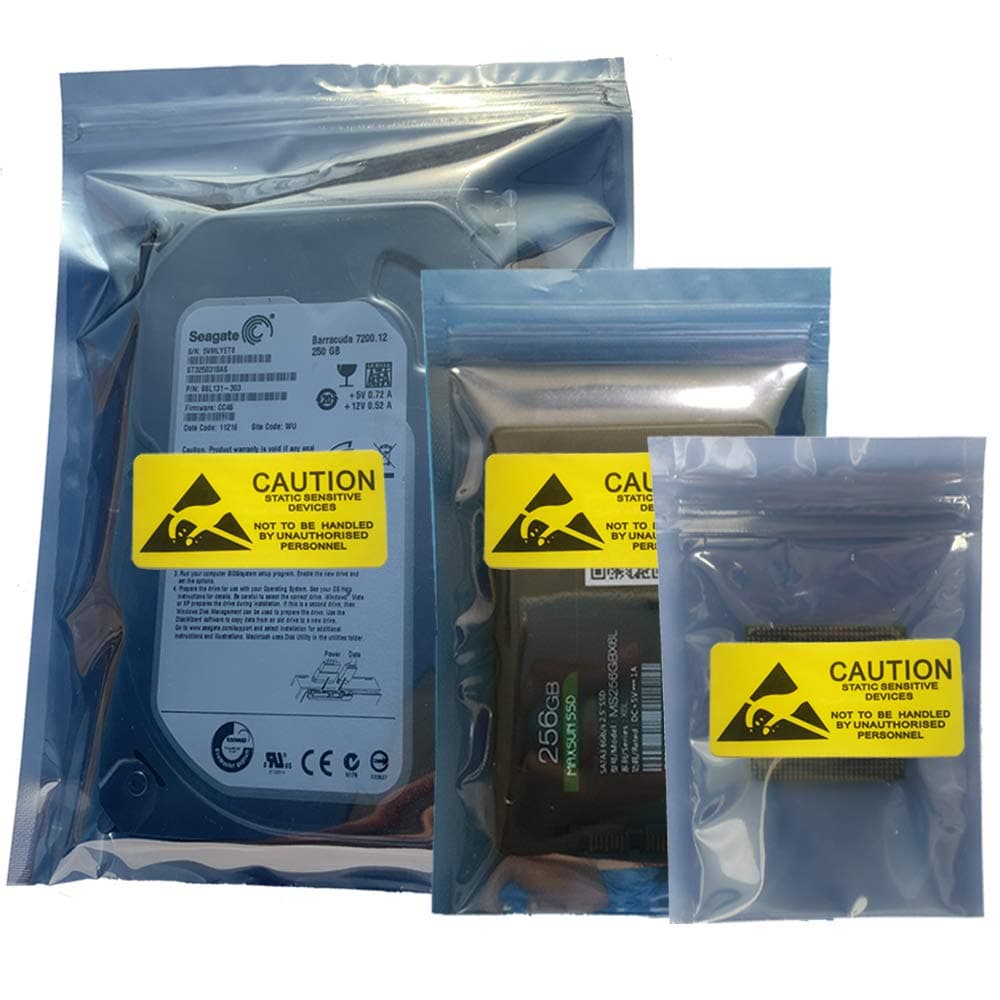 Antistatic Bags, 30pcs 3 Sizes Mixed ESD Shielding Bag with Labels for Hard drive HDD,Anti Static Bag for Varieties of Electronic Device