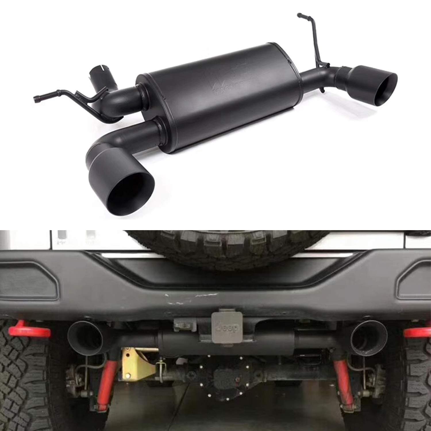 Dual Exhaust System Black Muffler Cat-Back Exhaust System Kit for J-eep Wrangler JL 2018-2020