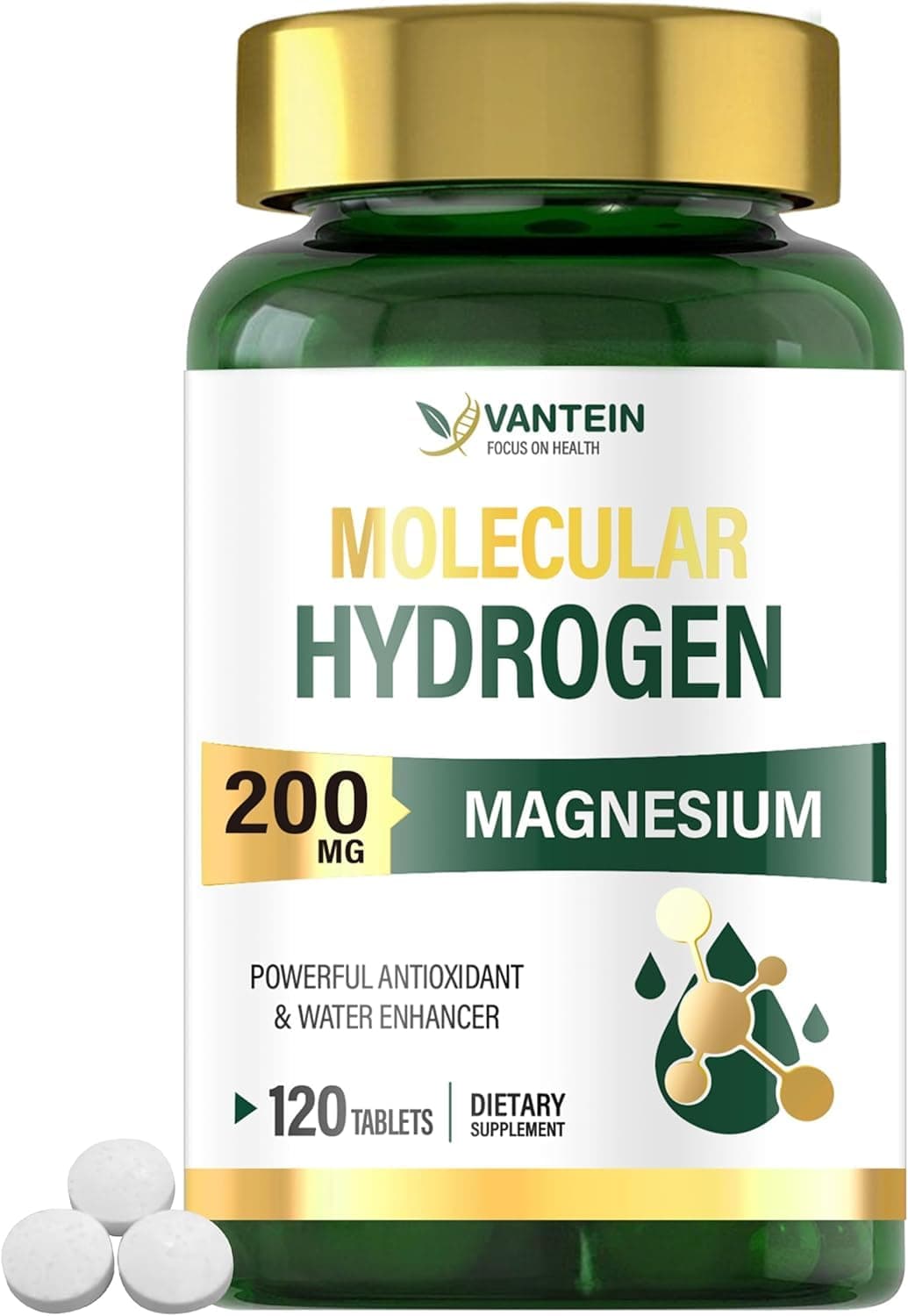 Hydrogen Water Tablets with Magnesium (120 Tablets) - Supports Brain Health, Boosts Energy & Metabolism, Antioxidant Rich, Molecular Hydrogen (H2) Supplement for Cellular Health