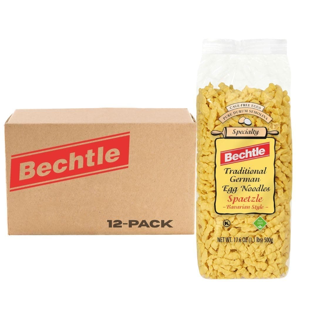 Bechtle Spaetzle Bavarian Style Egg Noodles - Traditional German Pasta, Authentic Imported from Germany, Cage-Free Eggs & Durum Wheat Semolina, Non-GMO, Kosher (17.6oz, Pack of 12)