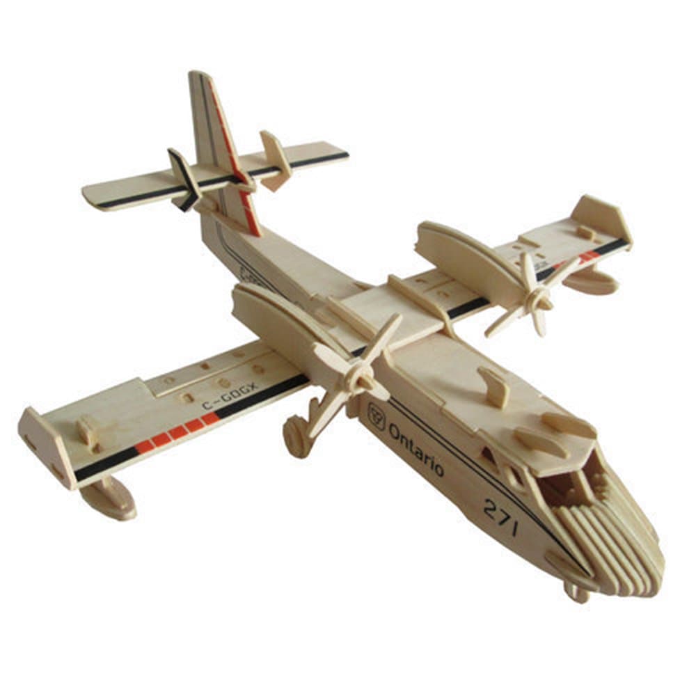 SUNNYHILL 3D Jigsaw Woodcraft DIY Plane Model Aircraft Airplane Puzzle Kit Wooden Handcraft Educational Wooden Art Jigsaw Puzzle Toys (271Bomberplane)